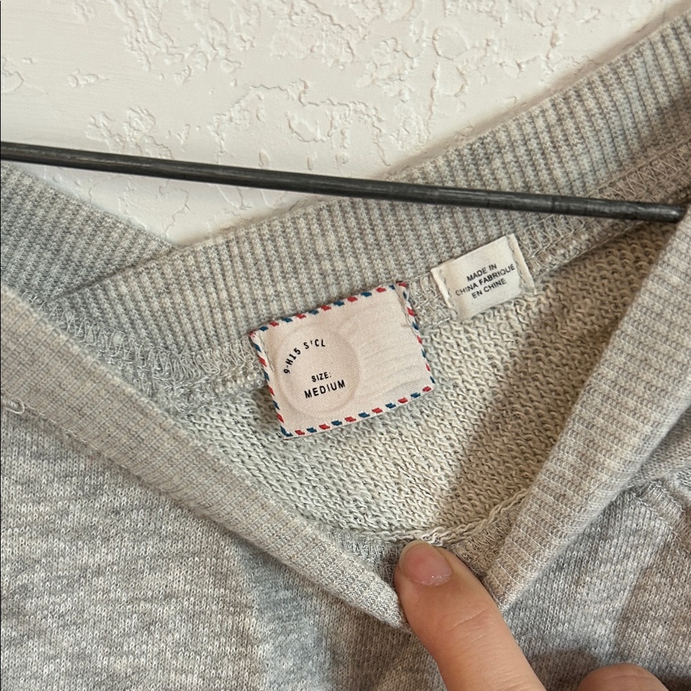 Anthropologie Floral Graphic Gray Sweatshirt with Embroidery - Picture 2 of 4